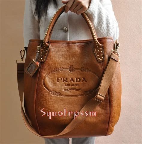 tan prada handbag|Prada milano tote bag.